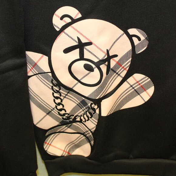 Manfinity Men's Sweater Large Black Plaid Teddy Bear Graphic - Picture 6 of 10